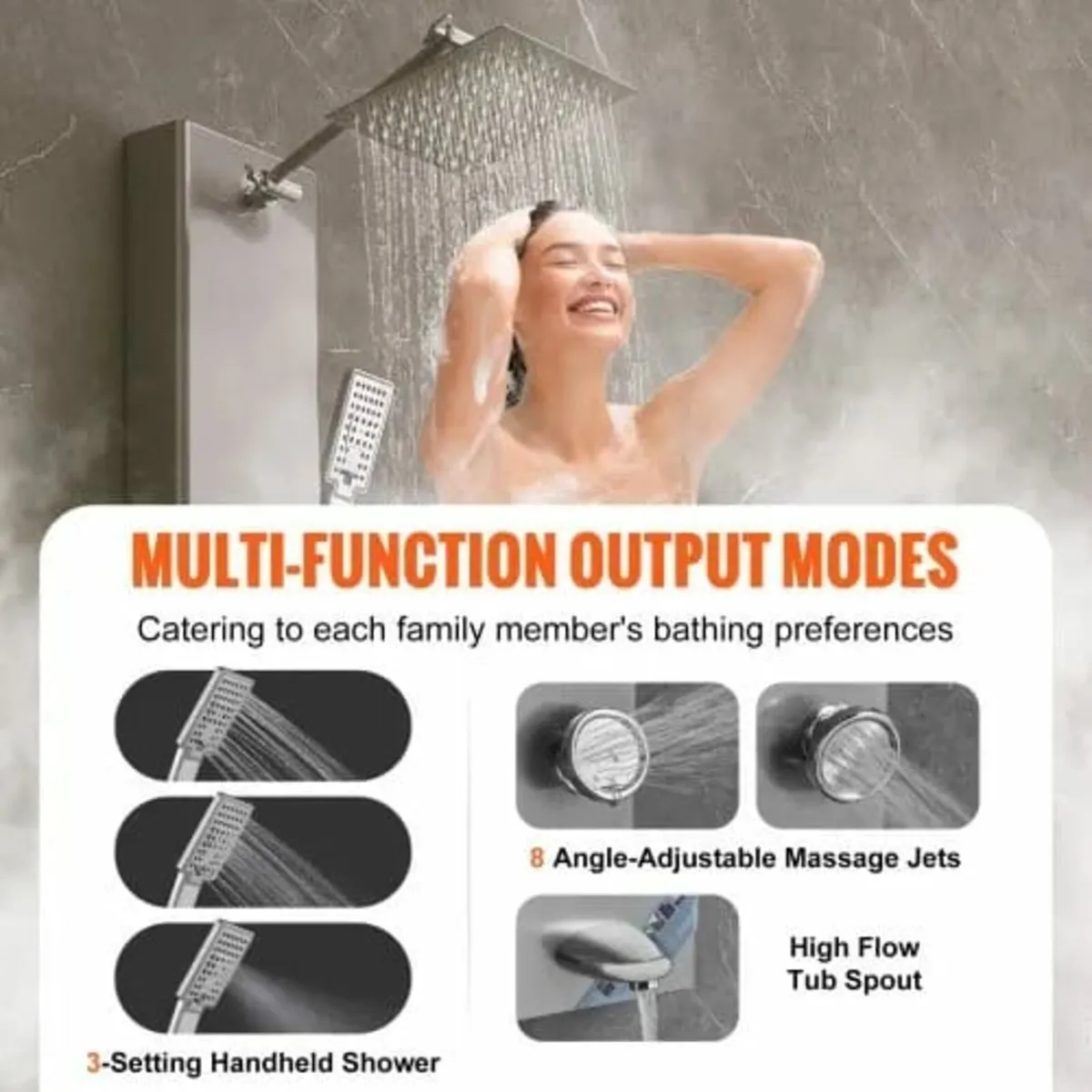 Shower Panel System, 6 Shower Modes, Digital Displ - Image 3