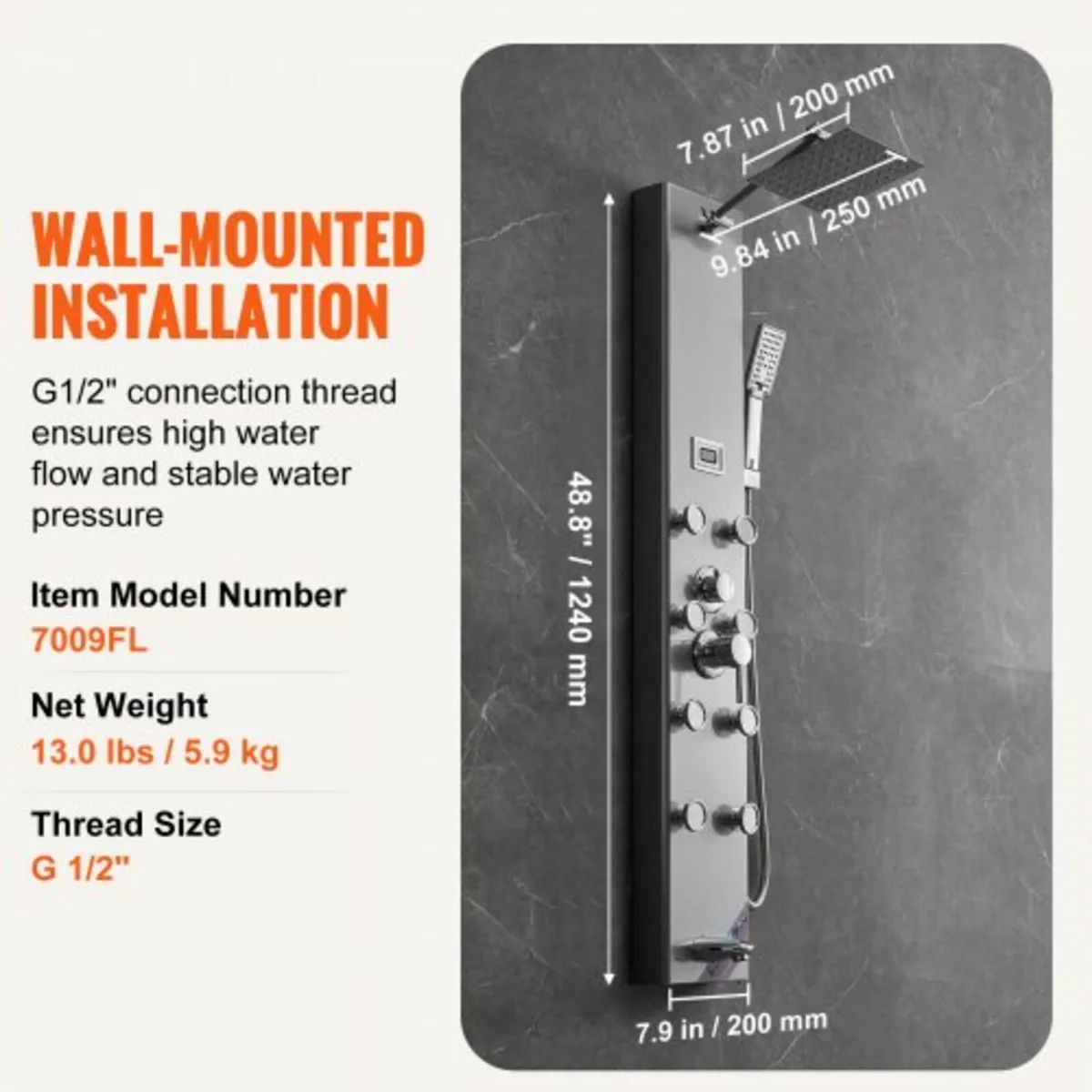 Shower Panel System, 6 Shower Modes, Digital Displ - Image 4
