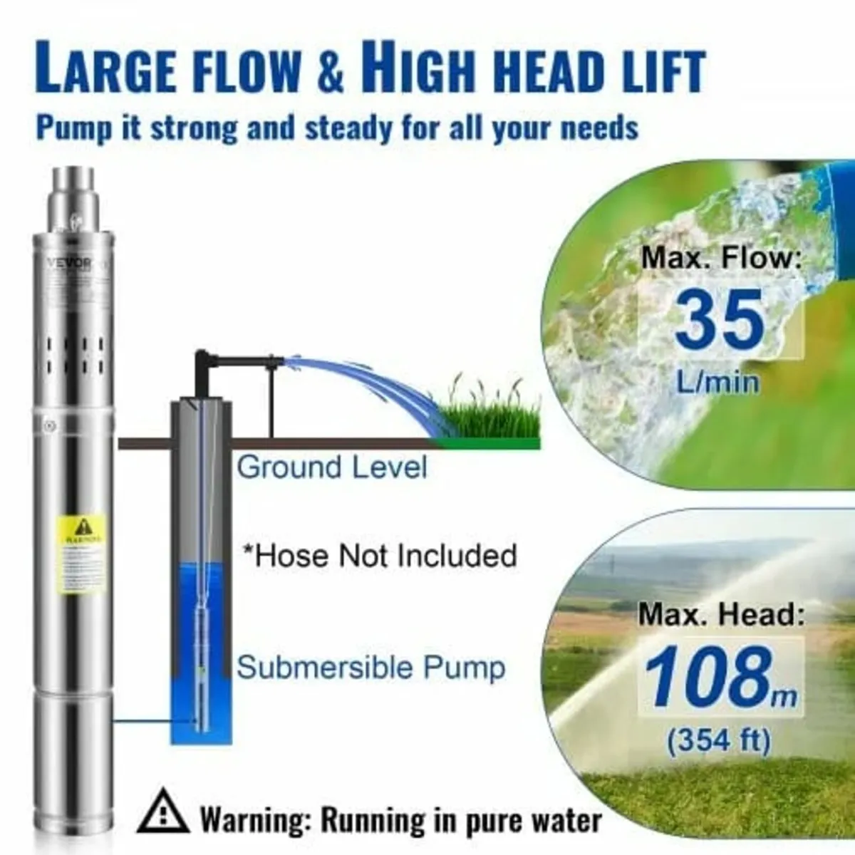 Deep Well Submersible Pump, 550W 230V/50Hz, 35L/mi - Image 4