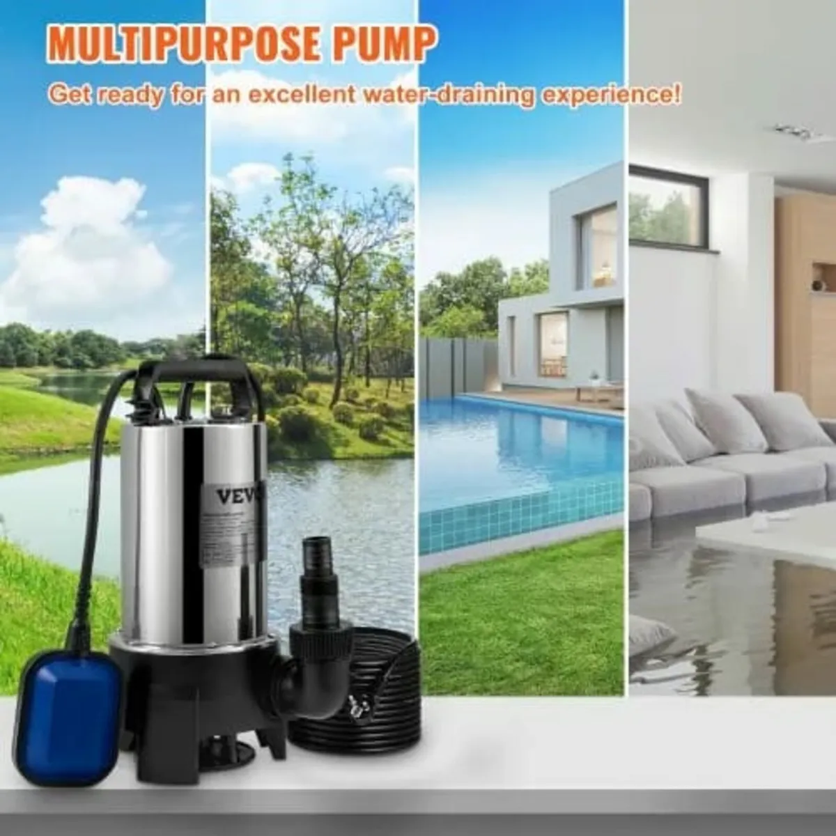Submersible Water Pump, 1100W 20000L/H, with 10 m - Image 2