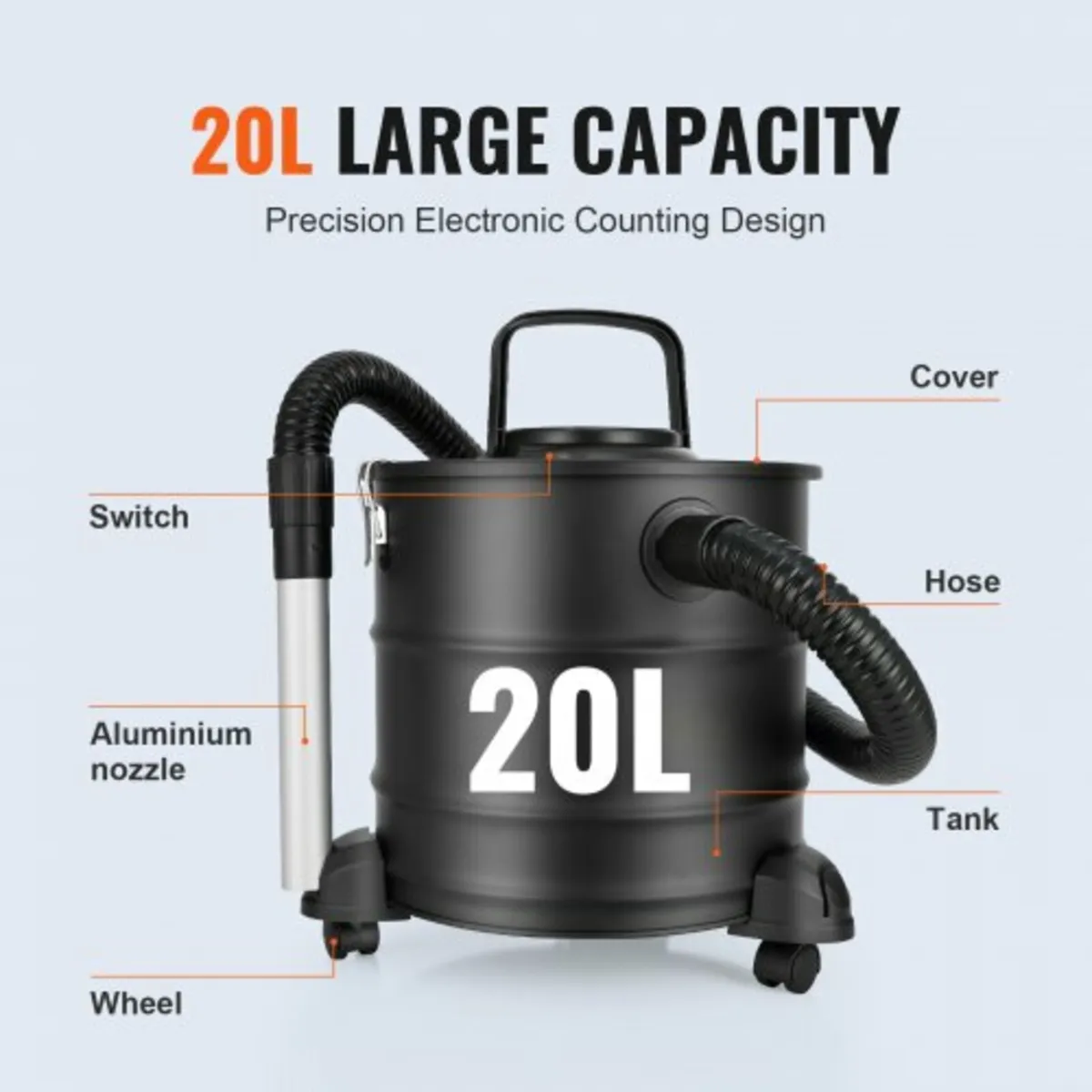 Ash Vacuum Cleaner, 20 L with 1200W Powerful Sucti - Image 2