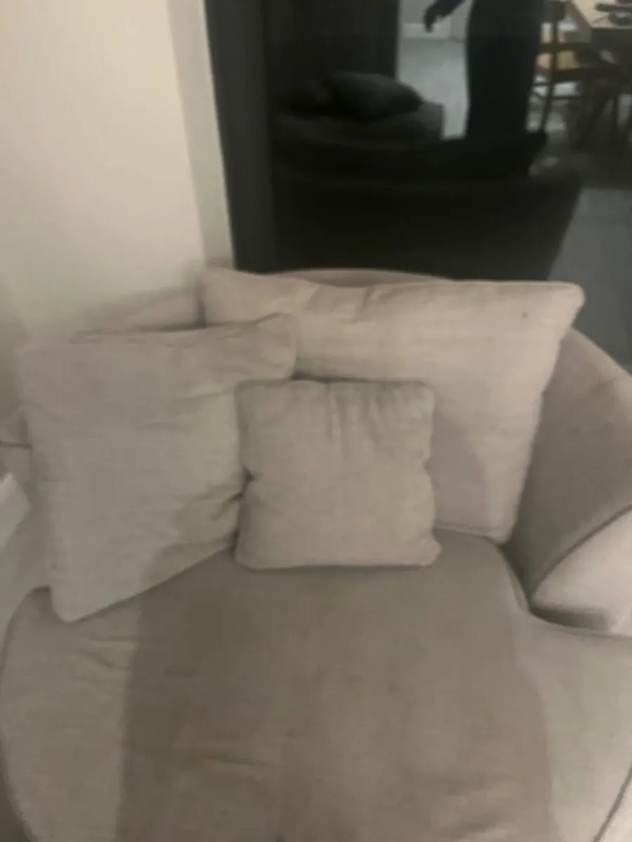 Harvey Norman Swivel couch & pouffe - Image 3