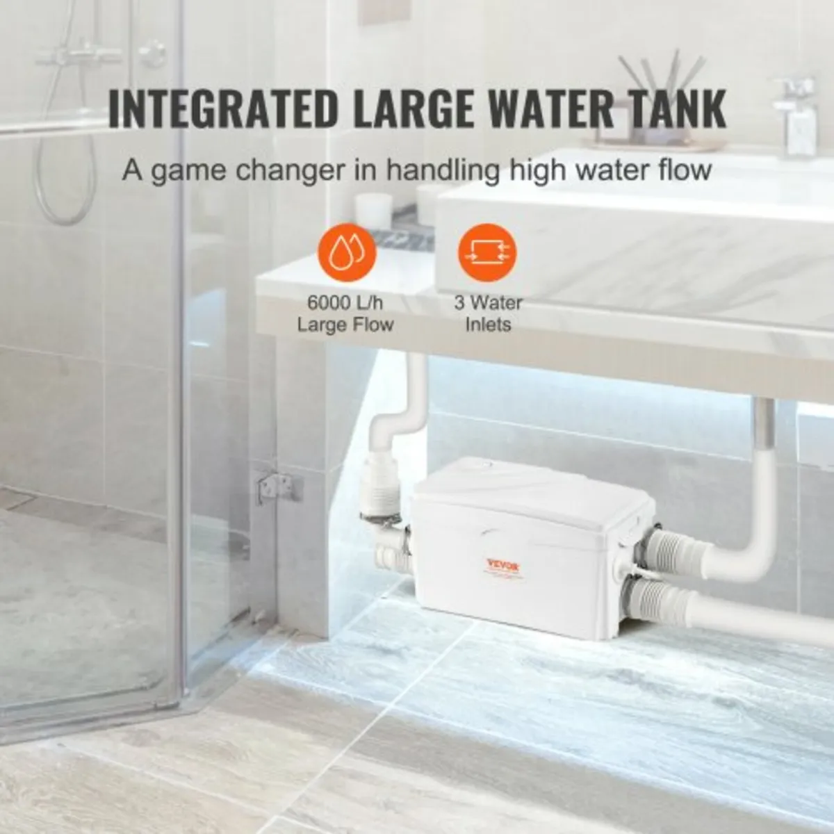 Macerator Pump, 350W, 6000 L/h Flow, 23 ft/7 m Hea - Image 2