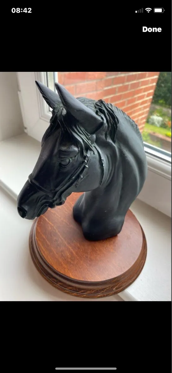 Vintage Black Resin Horse Head Display - Image 1