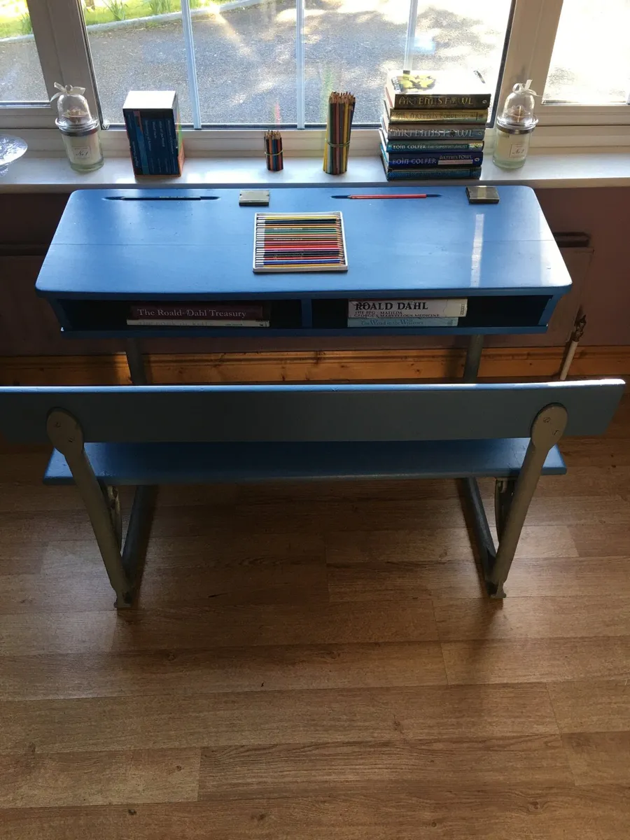 Double Antique Vintage School Desk - Image 1