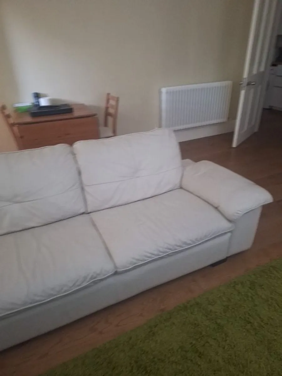 Cream Leather Couch - Image 4