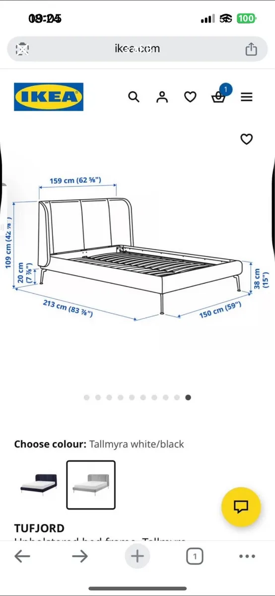 Unused double Ikea bed and new mattress - Image 2