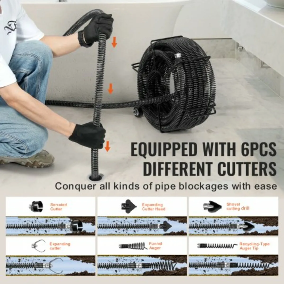 Drain Cleaning Cable 60 FT x 1-1/5 Inch, Professio - Image 3