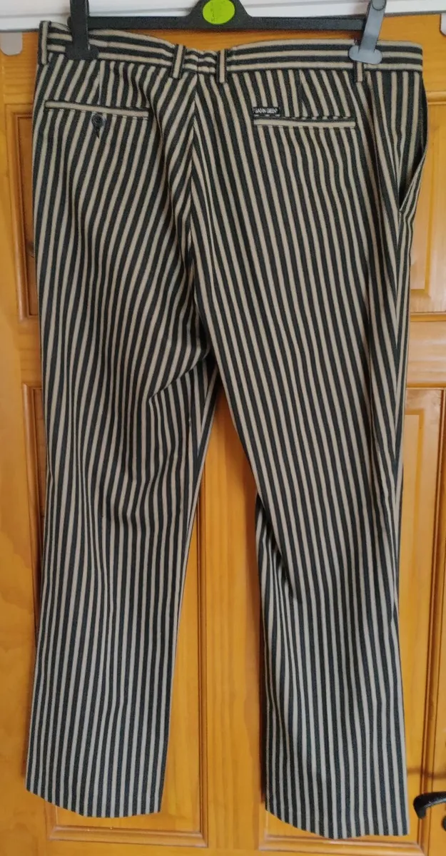 Galvin Green Pinstripe trousers 35/31 Blk/Gold - Image 4