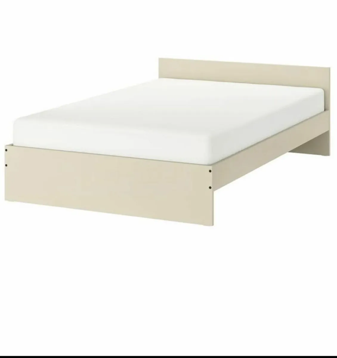 IKEA GURSKEN bed frame with headboard, light beige - Image 1