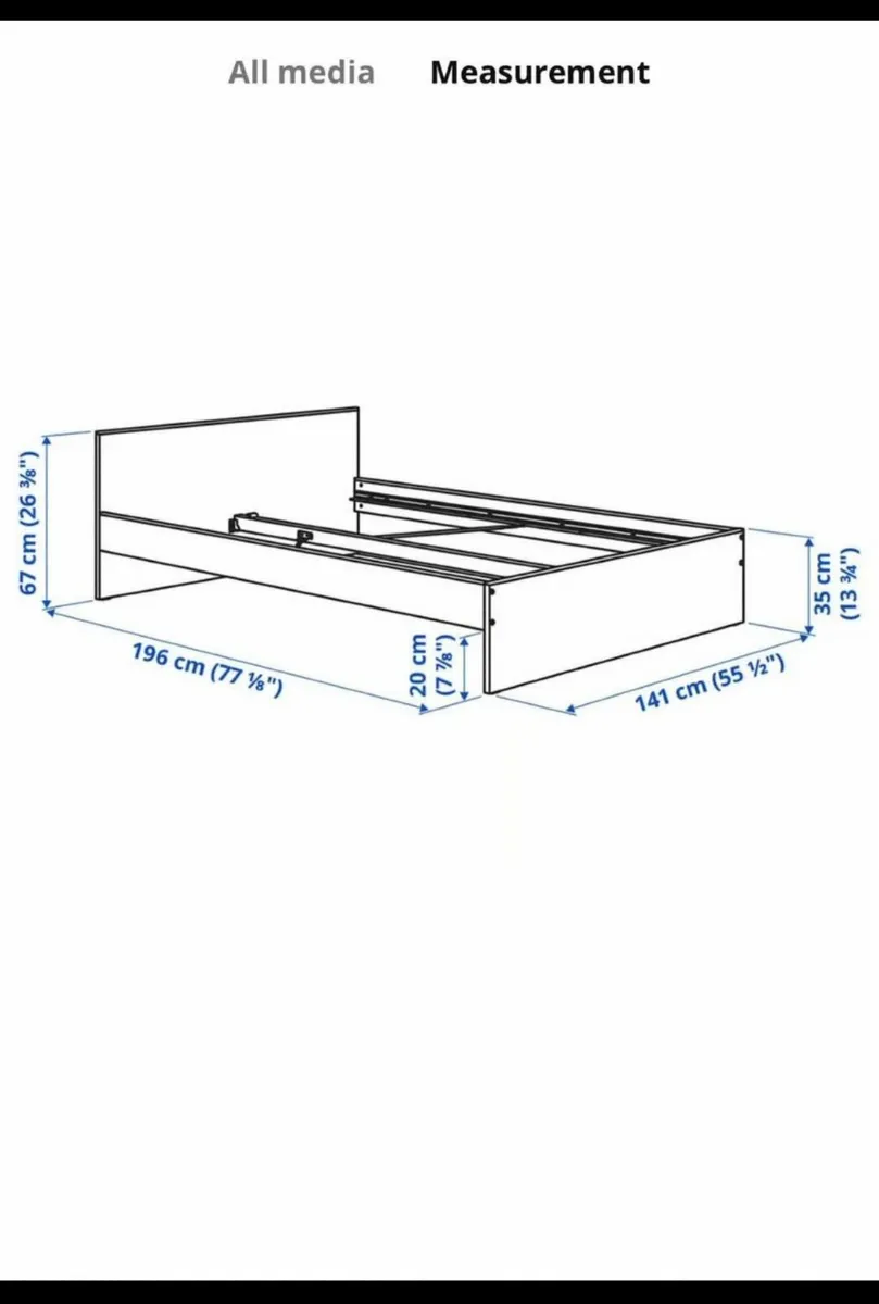 IKEA GURSKEN bed frame with headboard, light beige - Image 4