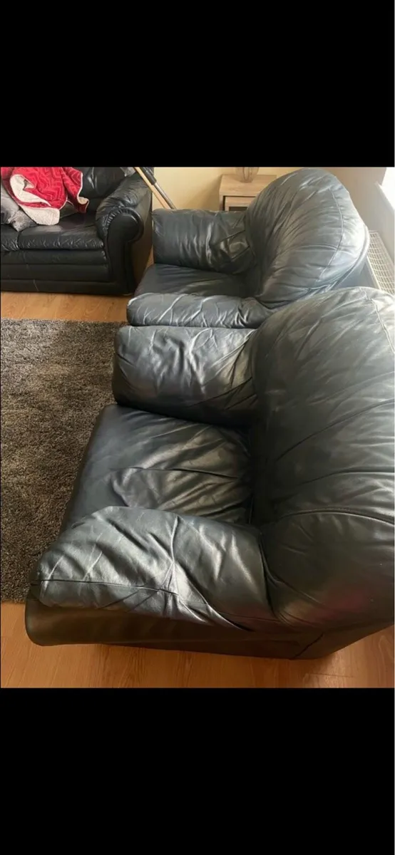 Genuinely Leather Couch 3+1+1 & Coffee Table - Image 2
