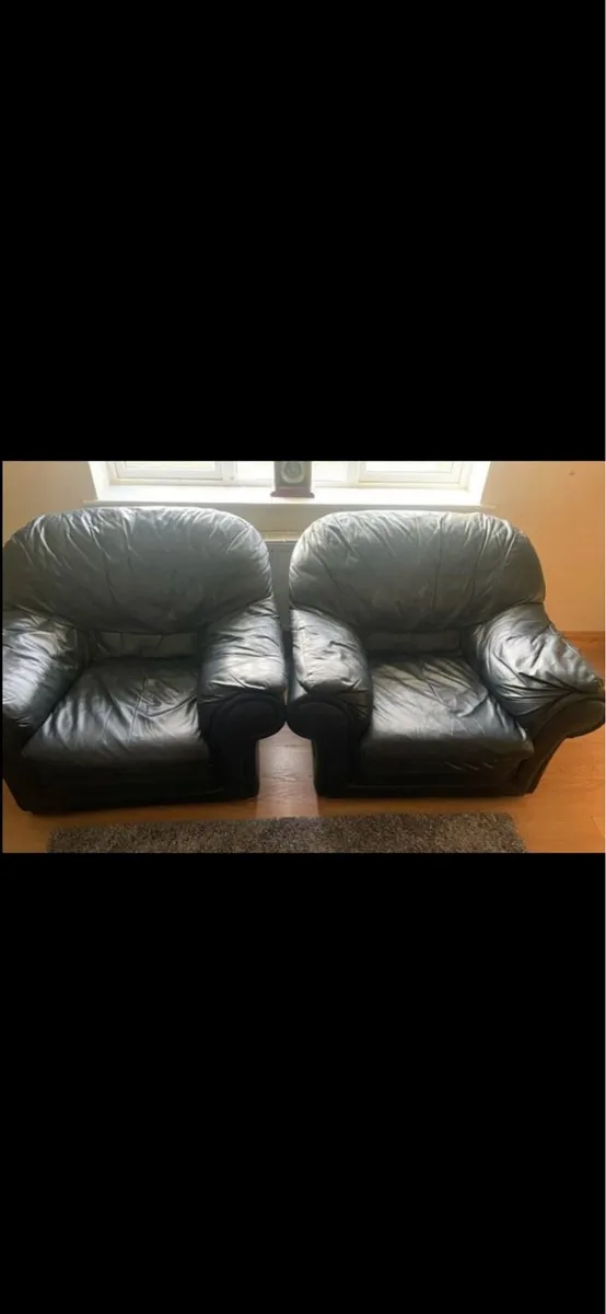 Genuinely Leather Couch 3+1+1 & Coffee Table - Image 3