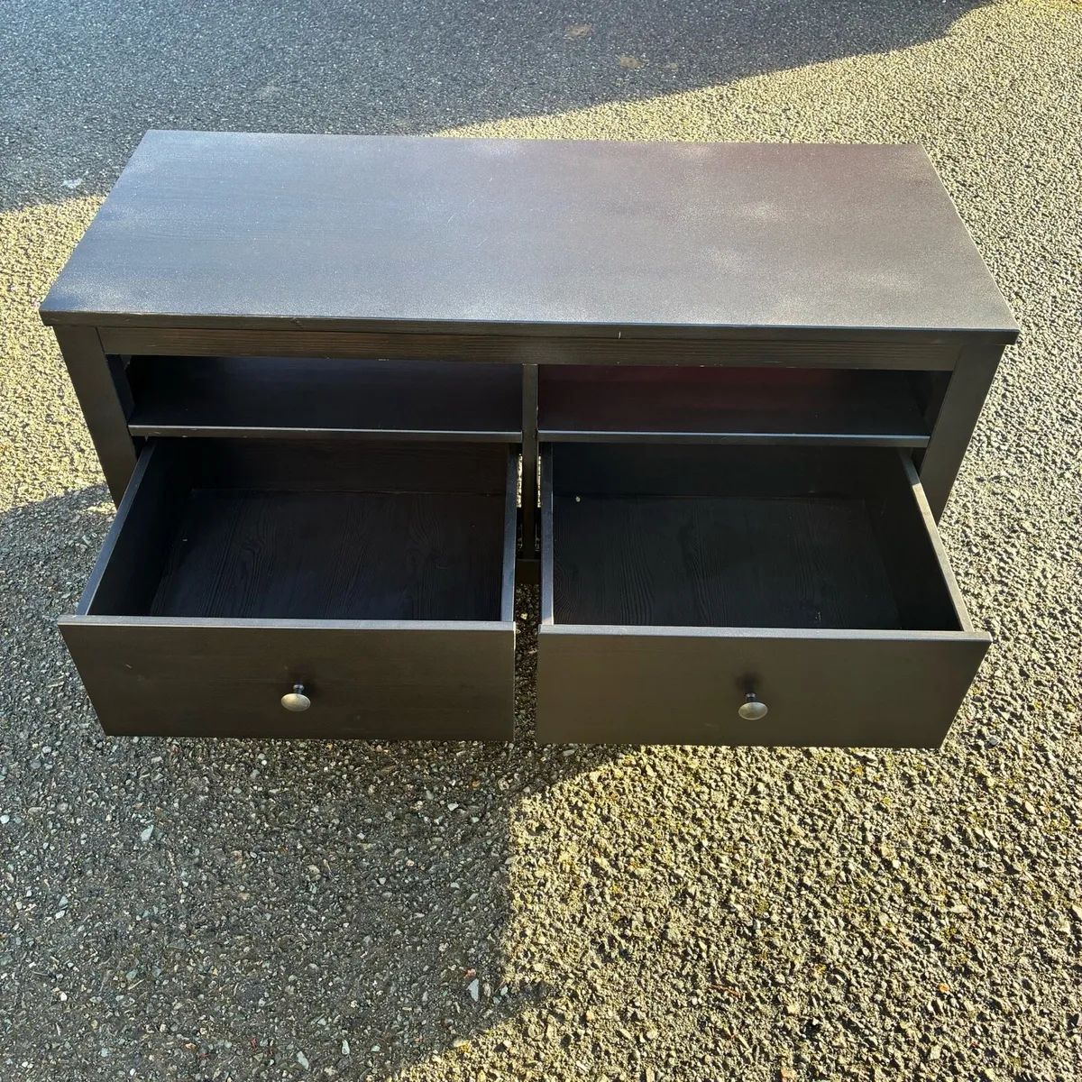 Black TV Bench with 2 drawers - Image 2