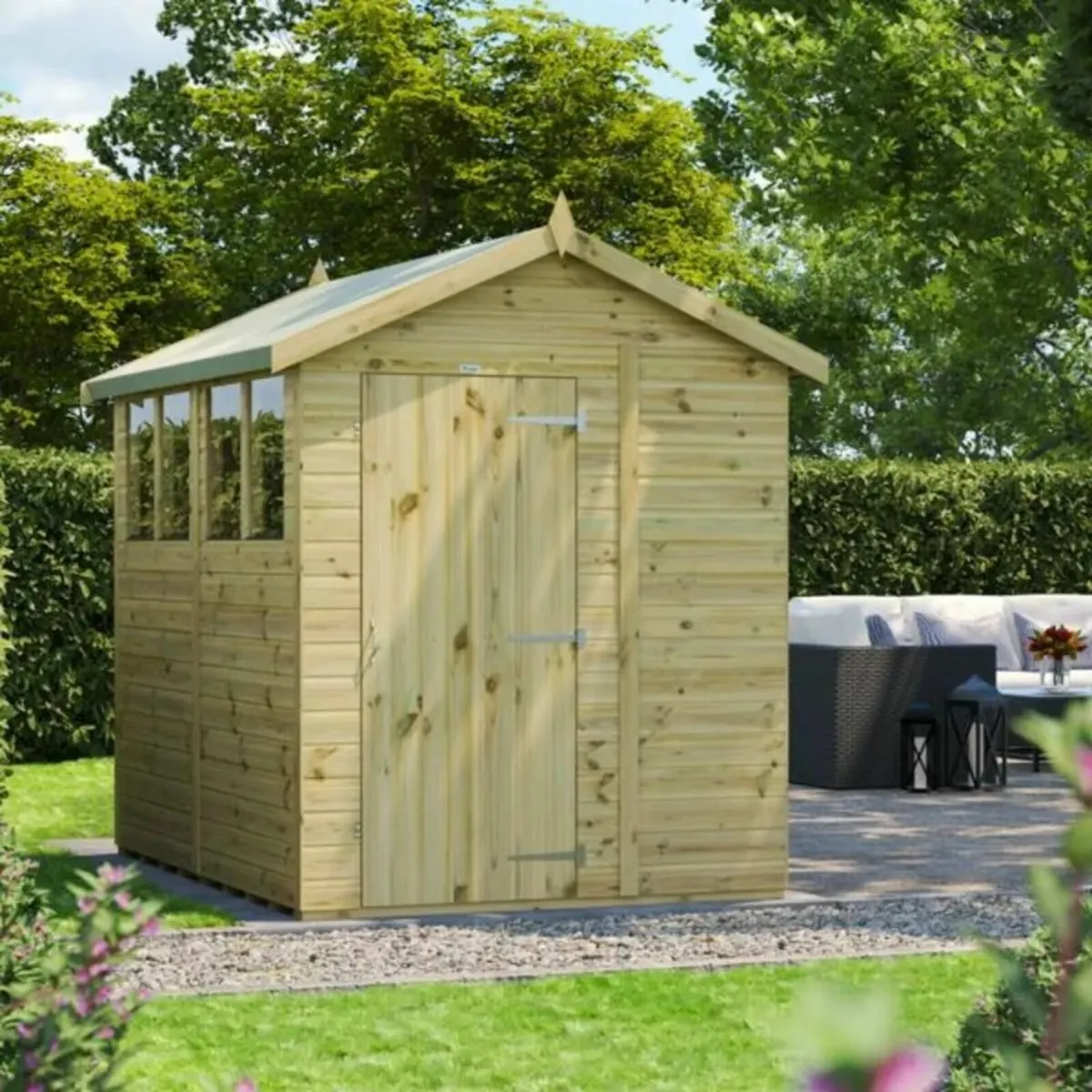 Pressure Treated Garden Apex Roof Sheds 8x6 - Image 1