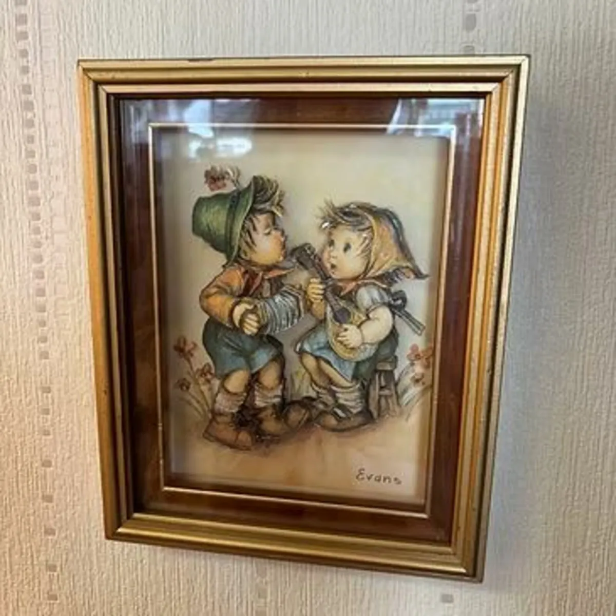 Authentic M.I. Hummel  “decoupage picture" wall fr