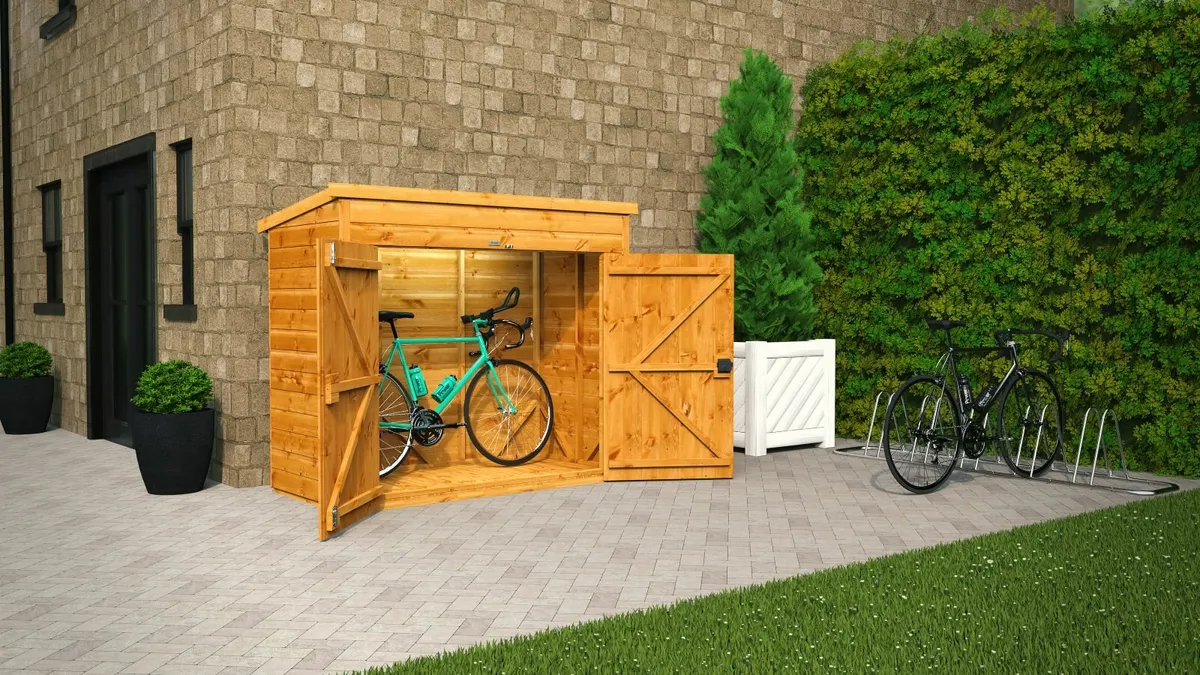 6X4 Coola Deluxe Timber Bike Shed. Easily Holds Ho - Image 1