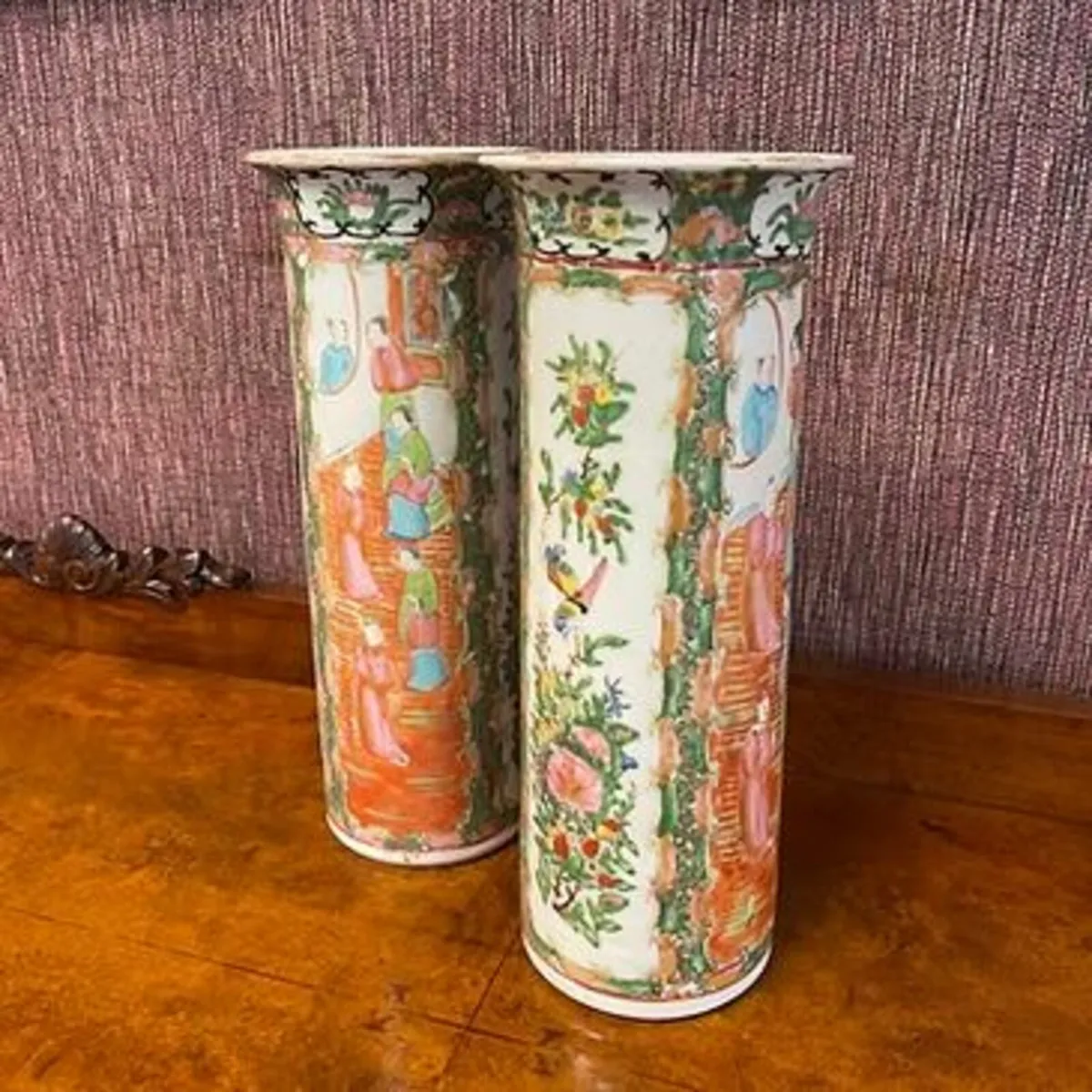 Stunning pair of oriental vases round base vases
