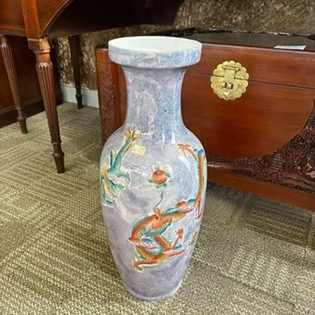 Gorgeous dragonfly Japanese floor vase