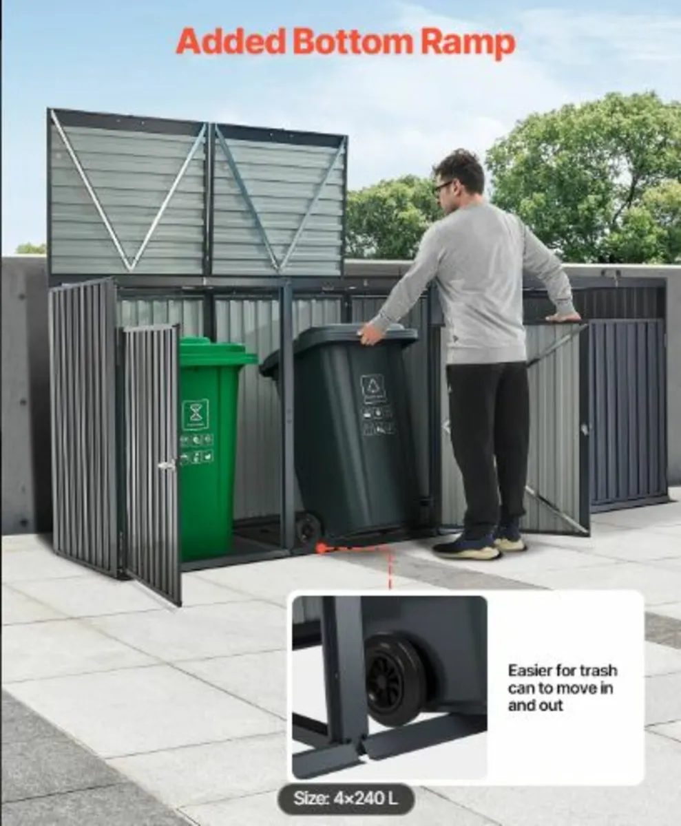 Trash Can Storage, 4 x 52.79 Gal Trash Bin Storage - Image 3