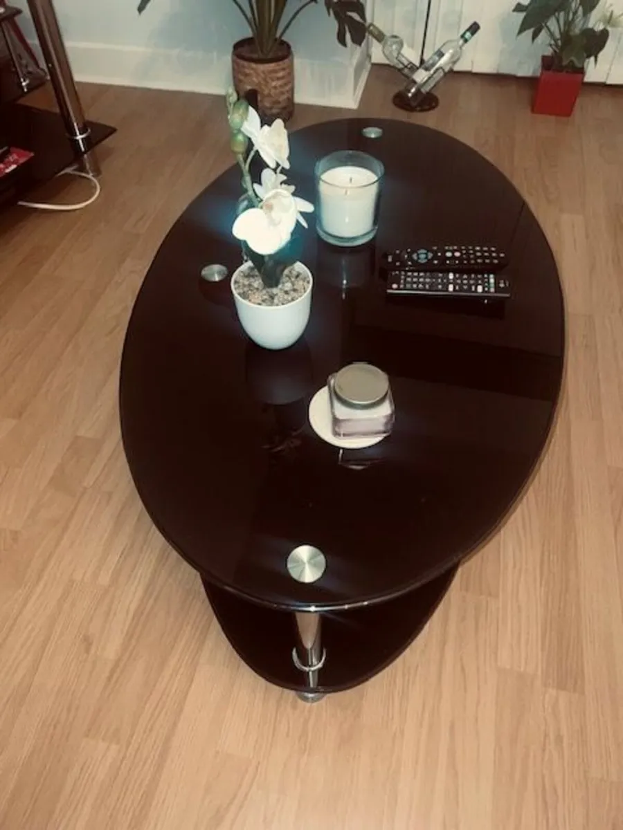 Glass Oval Coffee Table for Sale - Image 2