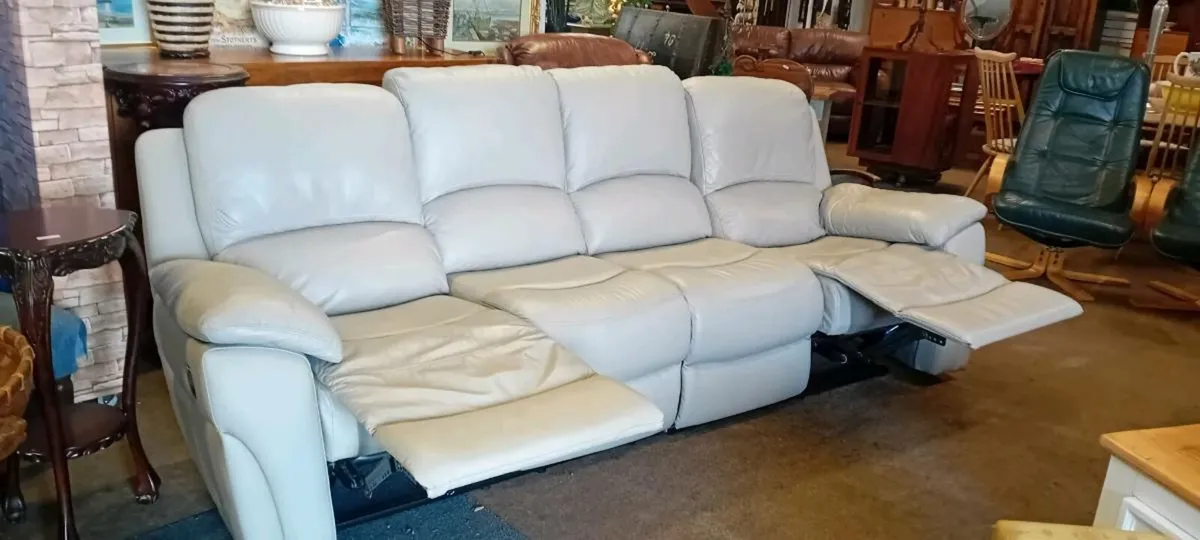 Large Four Seat Leather Recliner Sofa - Image 1