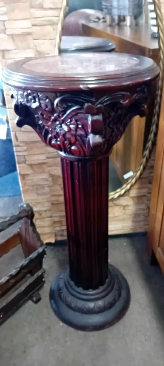 Reproduction Carved Mahogany Pedestal - Image 1