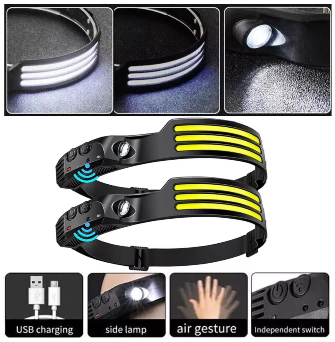 2 Pack LED Head Torch Rechargeable - Image 1