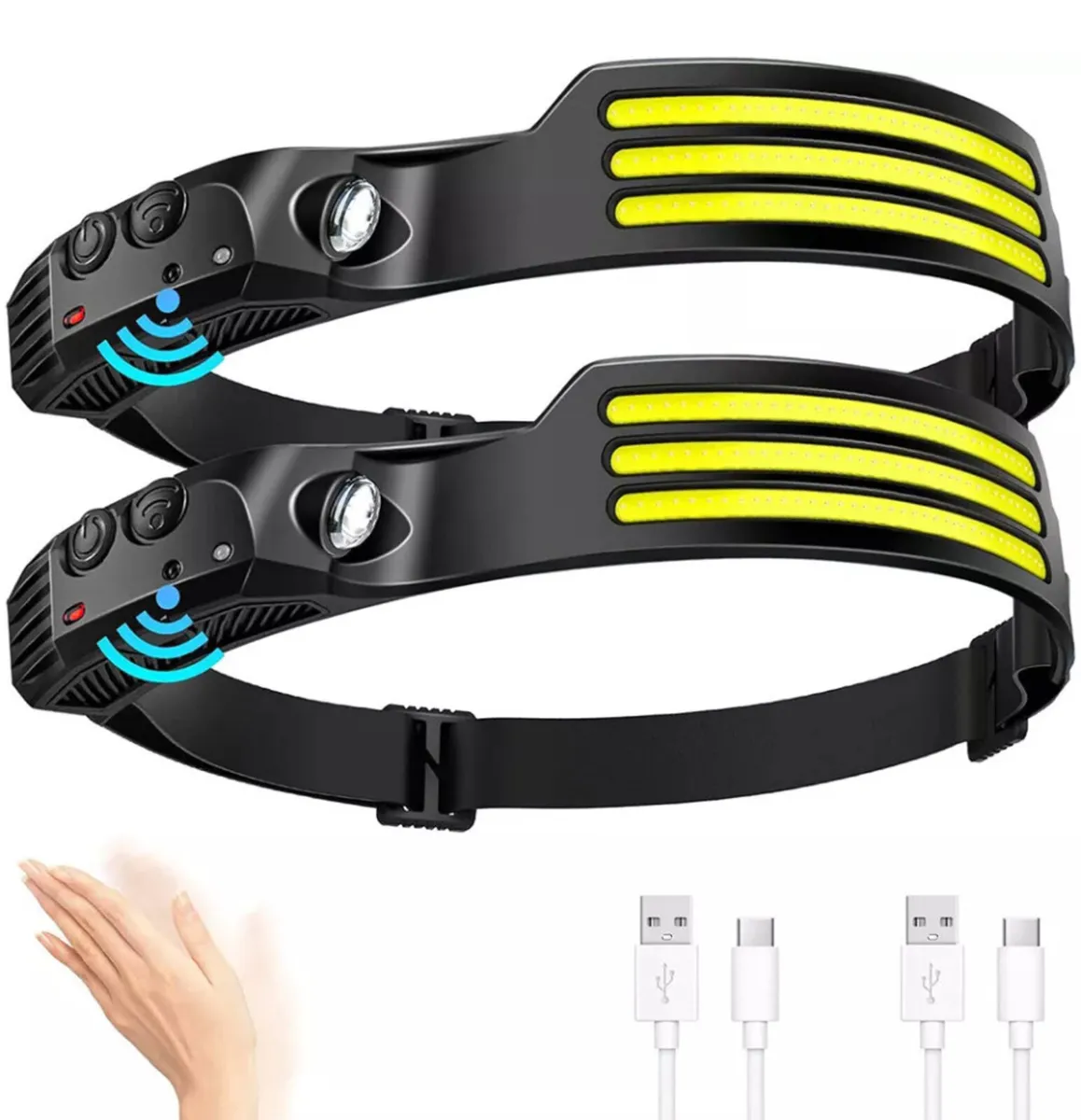 2 Pack LED Head Torch Rechargeable - Image 2