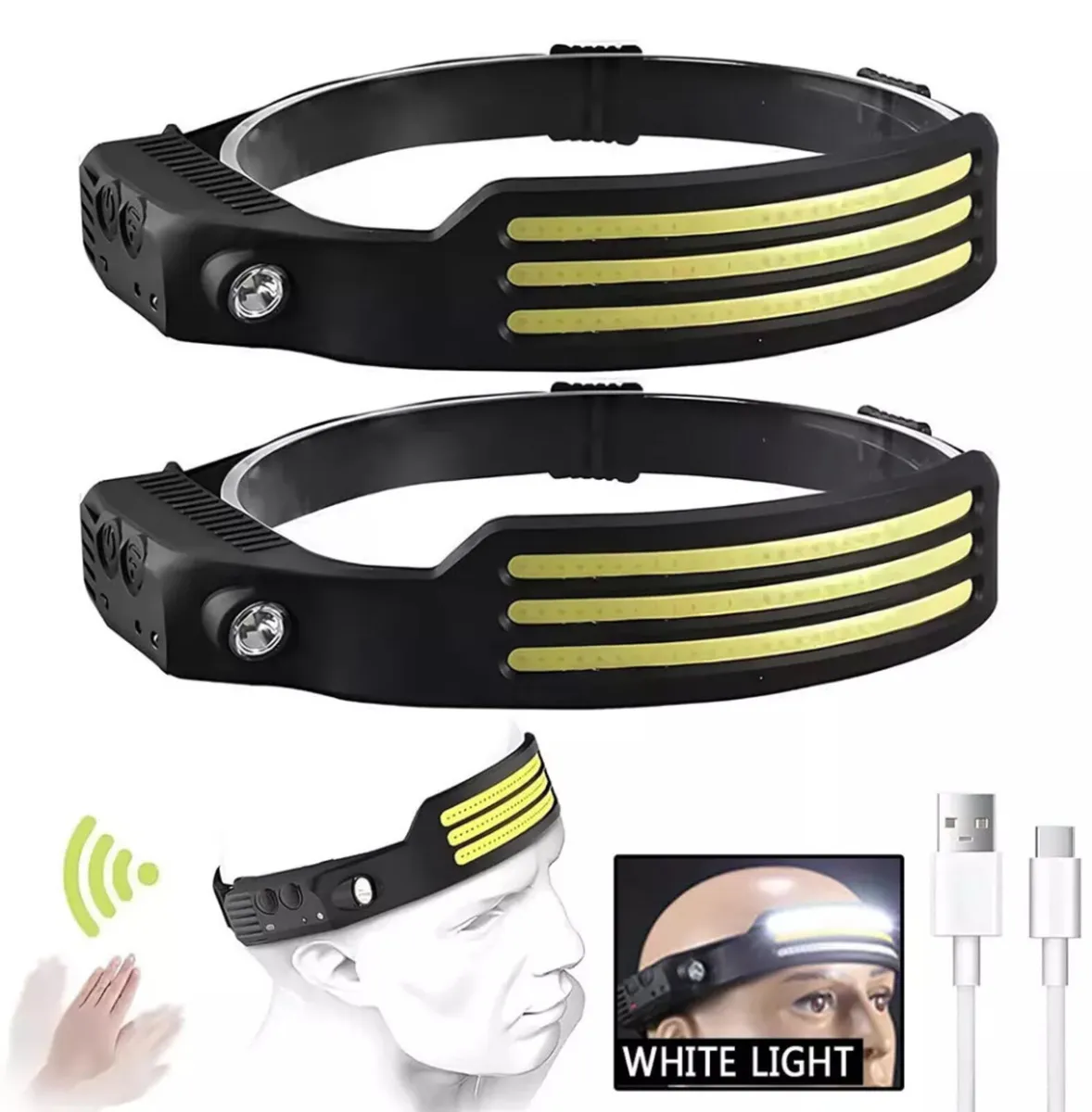 2 Pack LED Head Torch Rechargeable - Image 3