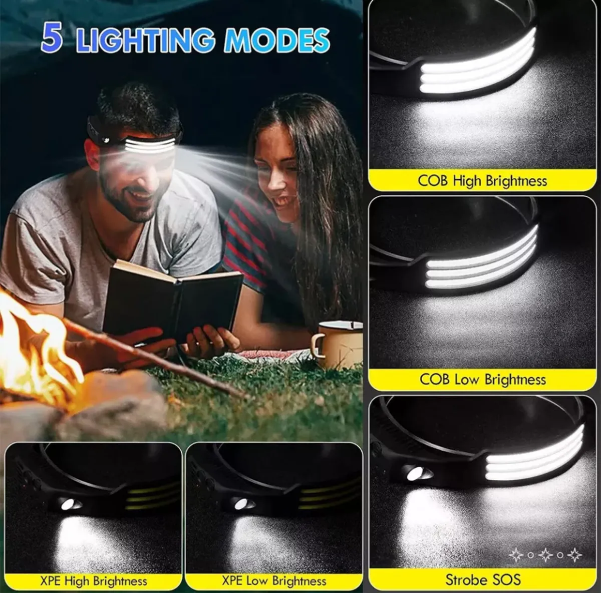 2 Pack LED Head Torch Rechargeable - Image 4