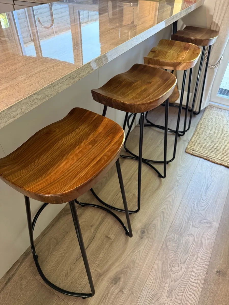 Stool High Wood & Black - Image 2