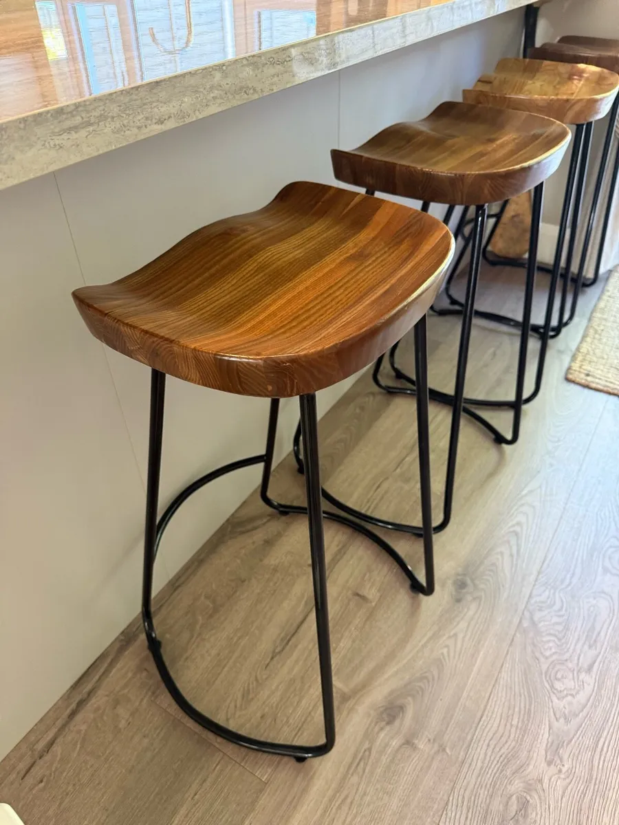 Stool High Wood & Black - Image 3