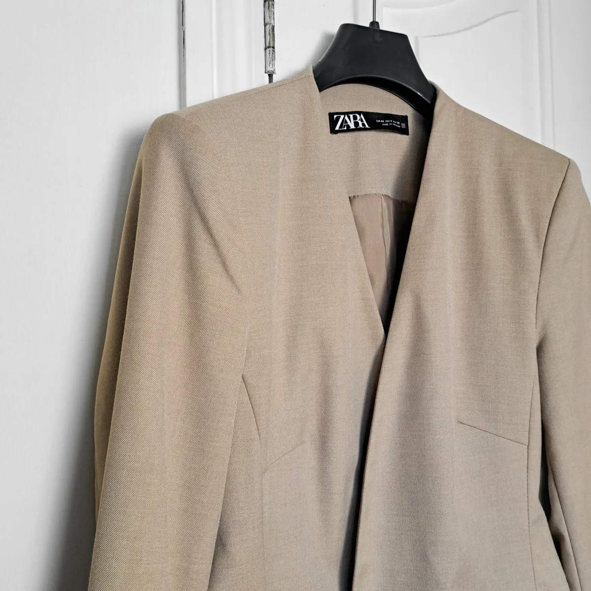 Zara Beige Neutral Brown Tailored Blazer 12UK/40EU - Image 4