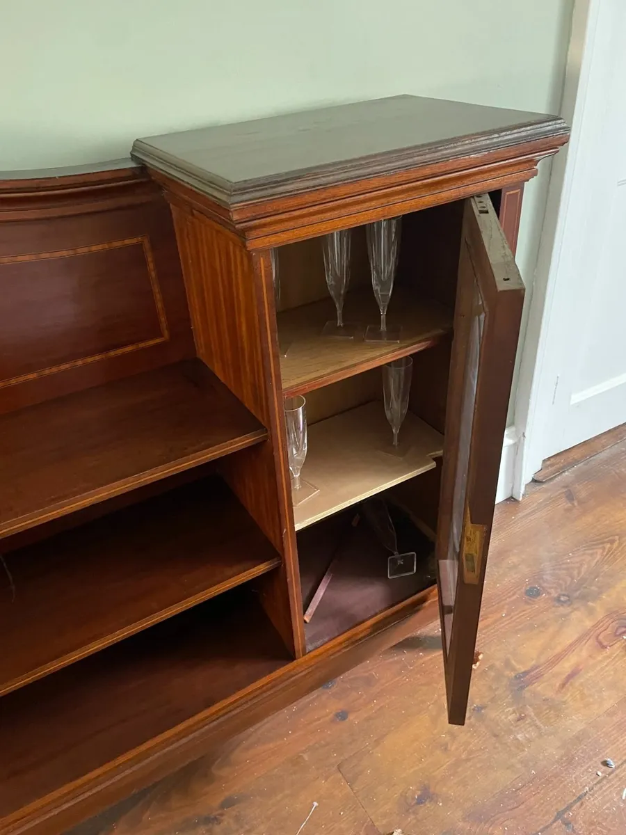 Vintage Mahogany Inlaid Bookcase Sideboard - Image 3