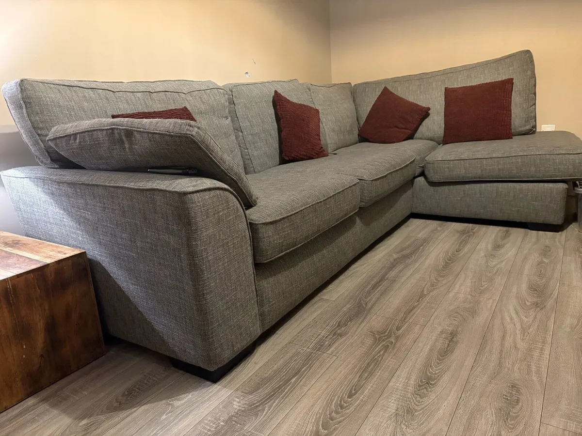 Next Xtra Large Chaise Long Sofa + Footstool - Image 1