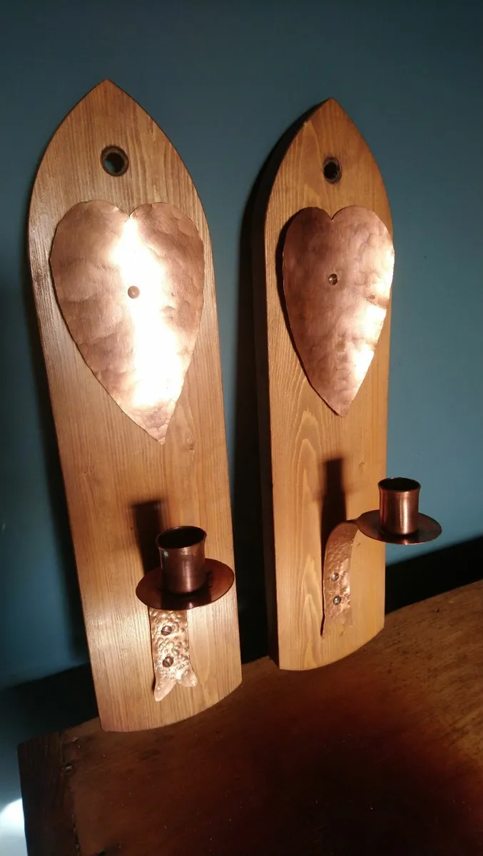 Pair of Handmade candle wall sconces - Image 1
