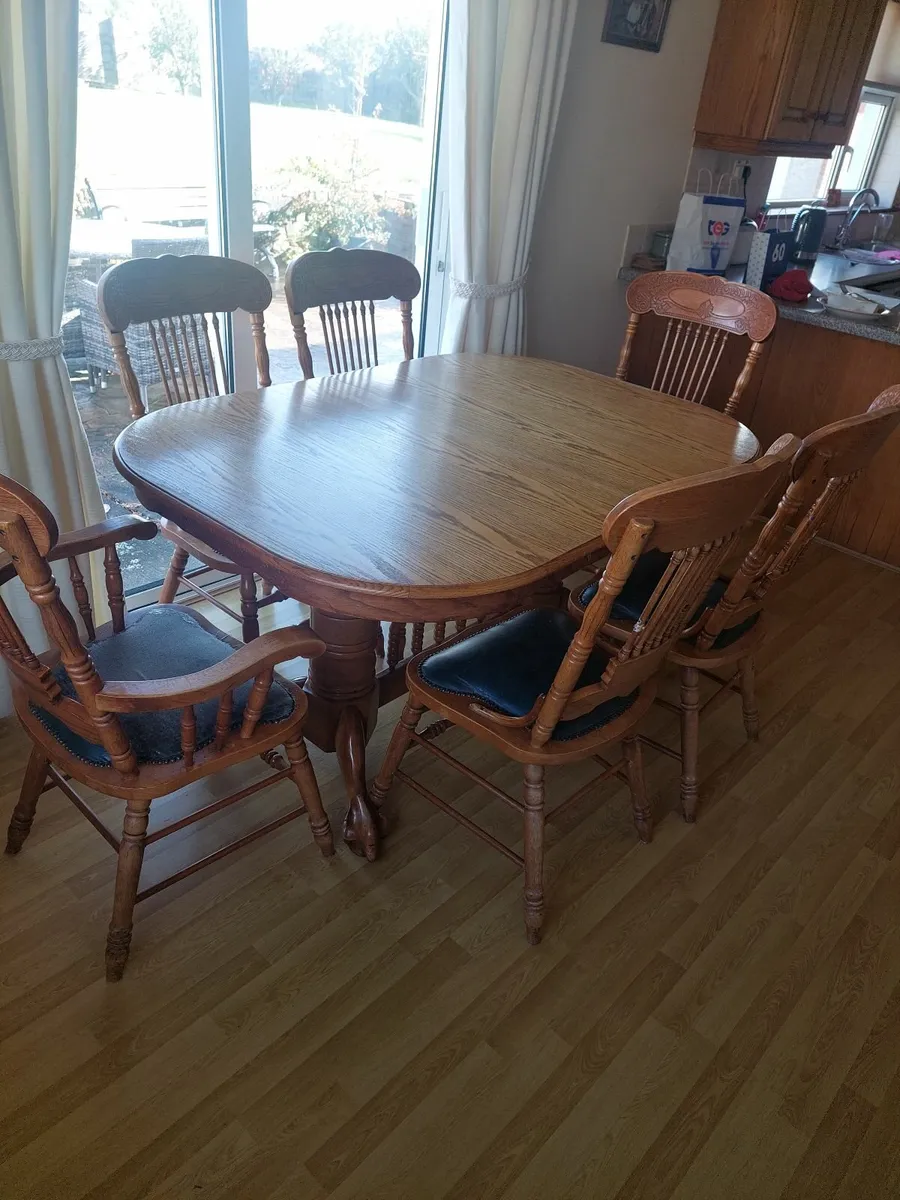 Solid wood dining table with 6 chairs - Image 2