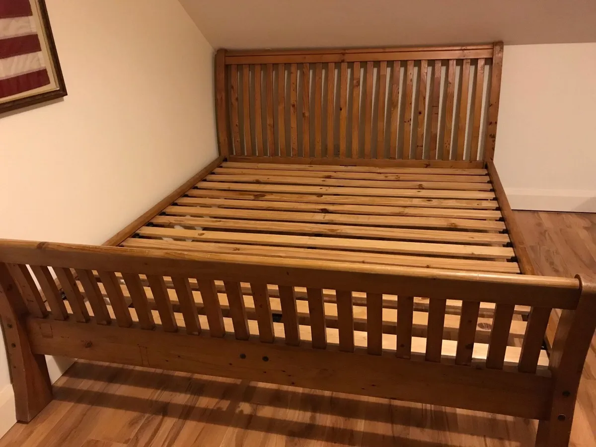 King size wooden sleigh bed frame - Image 1