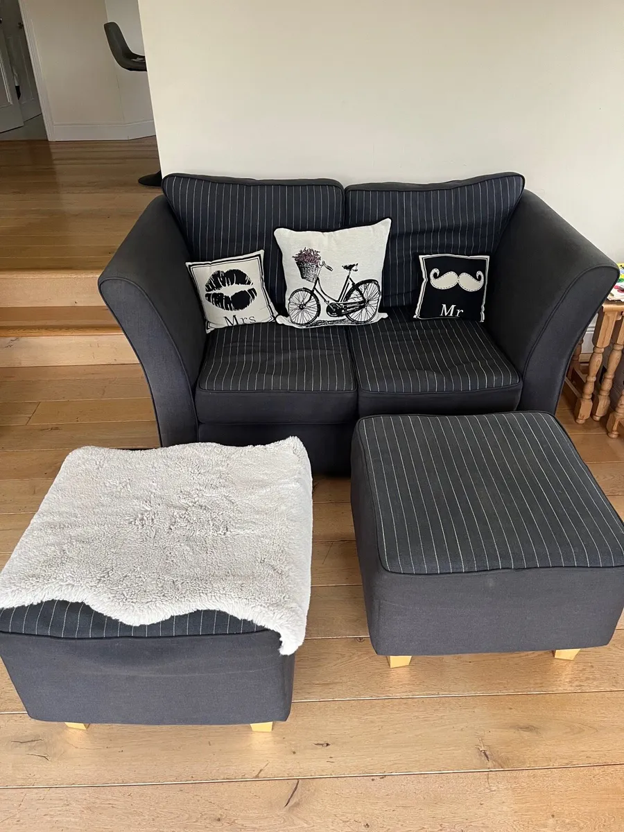 2-Seater Sofa plus 2 Single Seat Chairs and Stools - Image 2