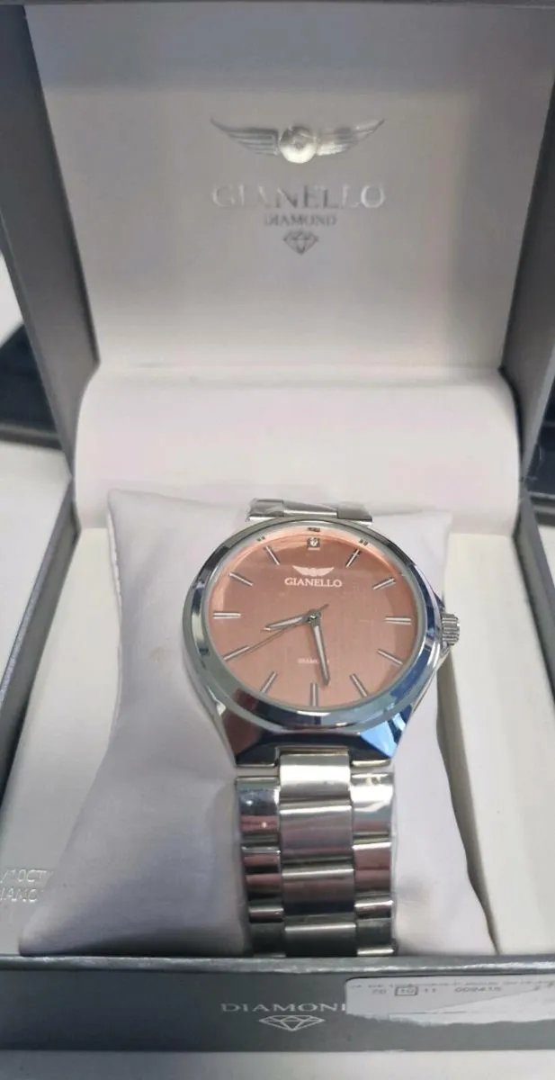 Gianello Genuine Diamond Dial GIOTTO Round Silver - Image 1