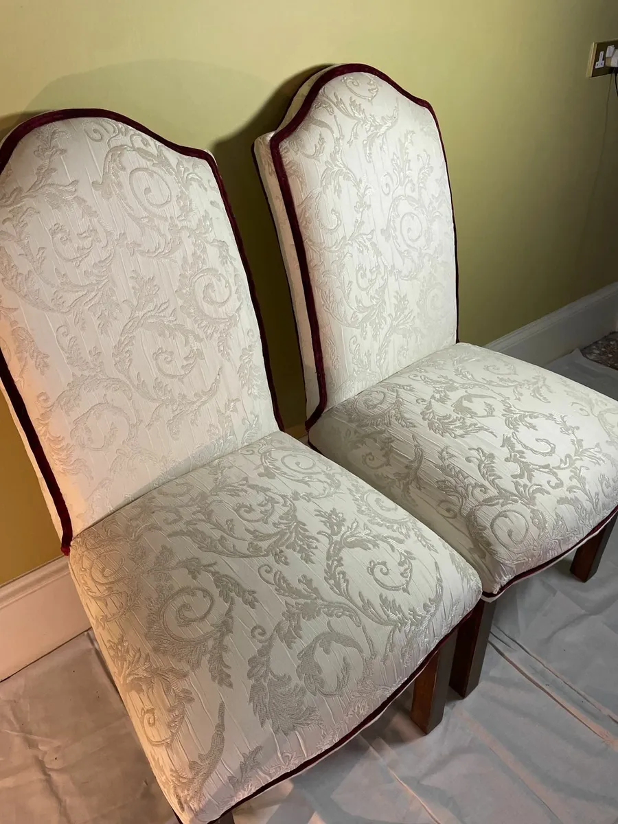 Pair of Traditional Upholstered Dining Chairs - Image 1