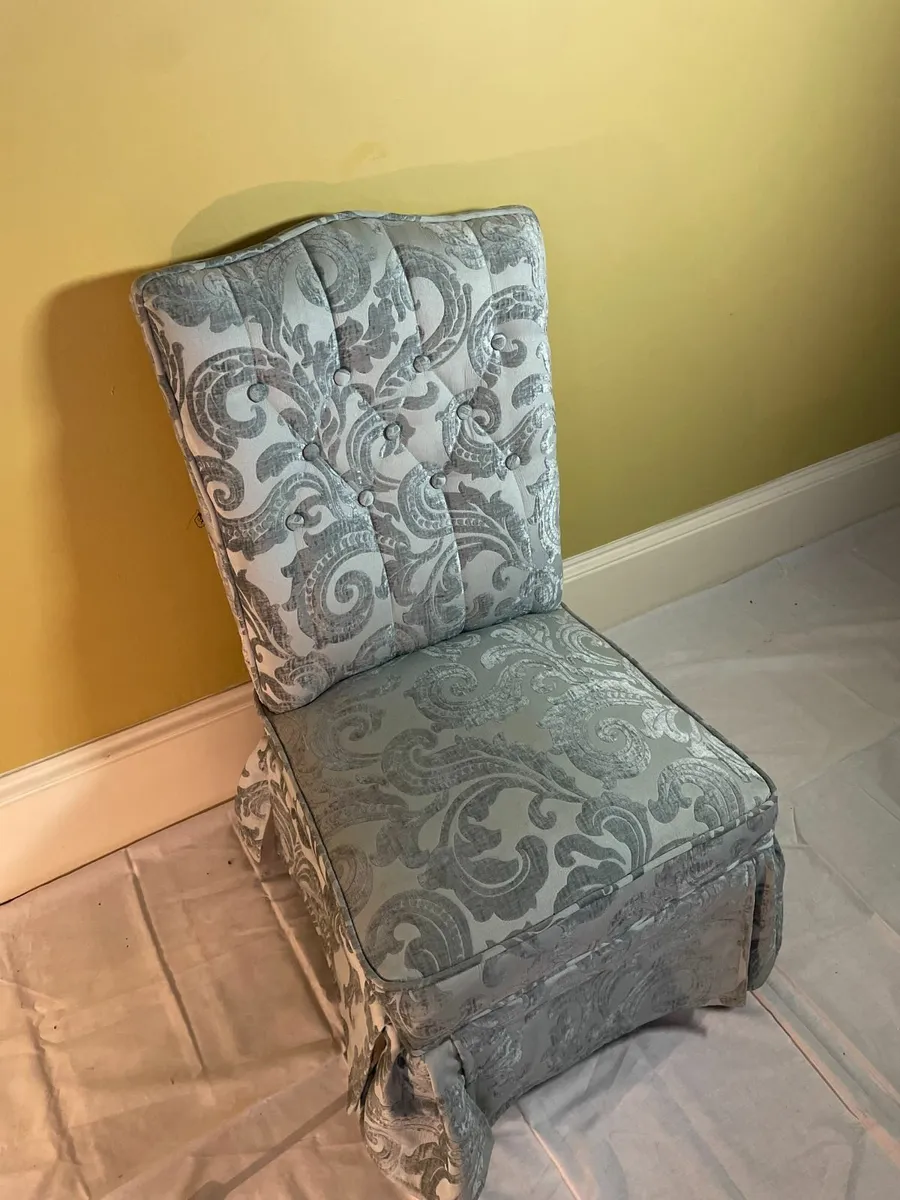 Vintage Upholstered Slipper Chair with Skirt - Image 2