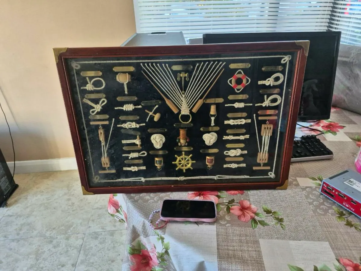 NAUTICAL MARINE SHIP KNOTS SHADOW BOX FRAMED 28" 1 - Image 1