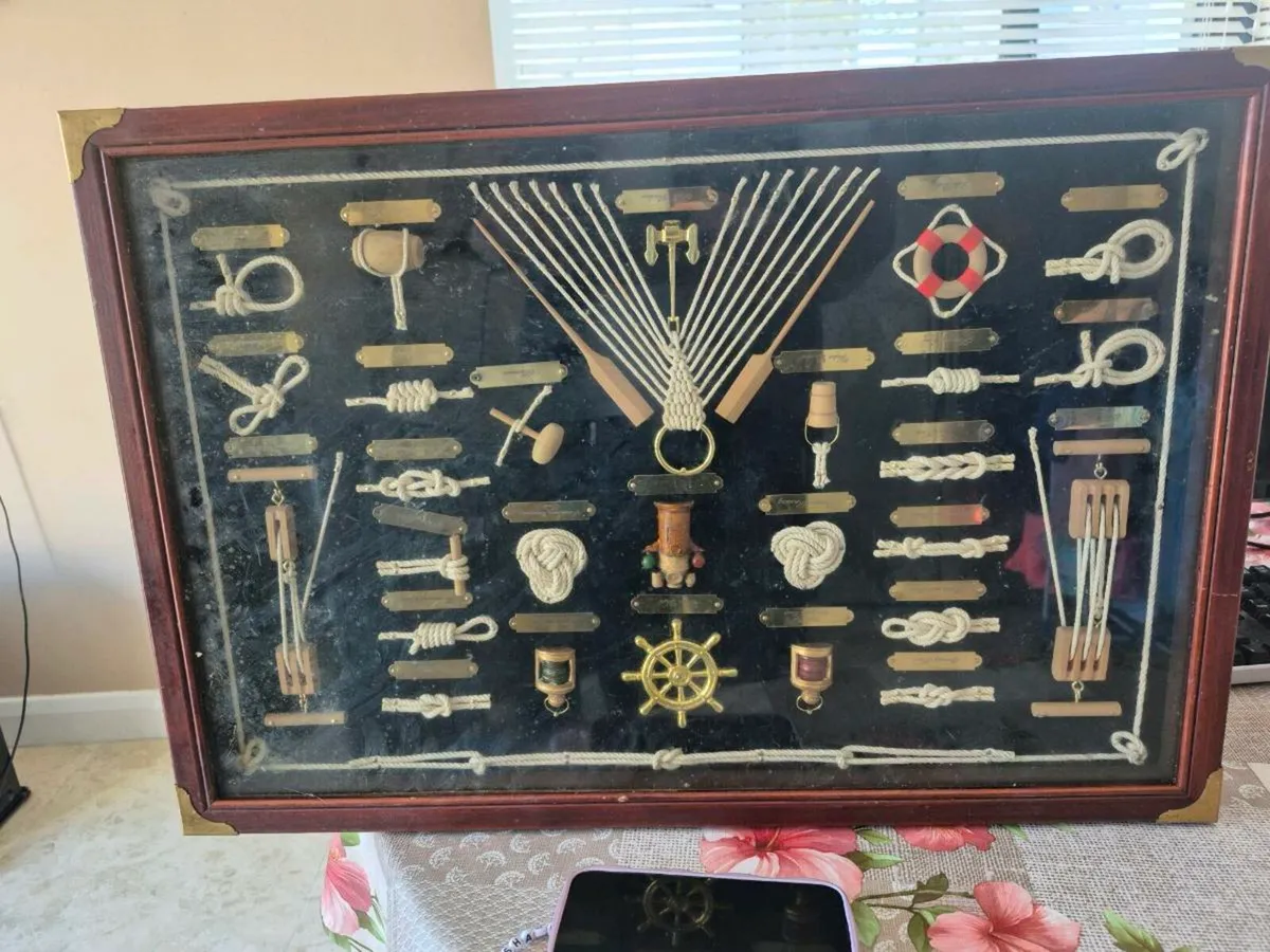 NAUTICAL MARINE SHIP KNOTS SHADOW BOX FRAMED 28" 1 - Image 2