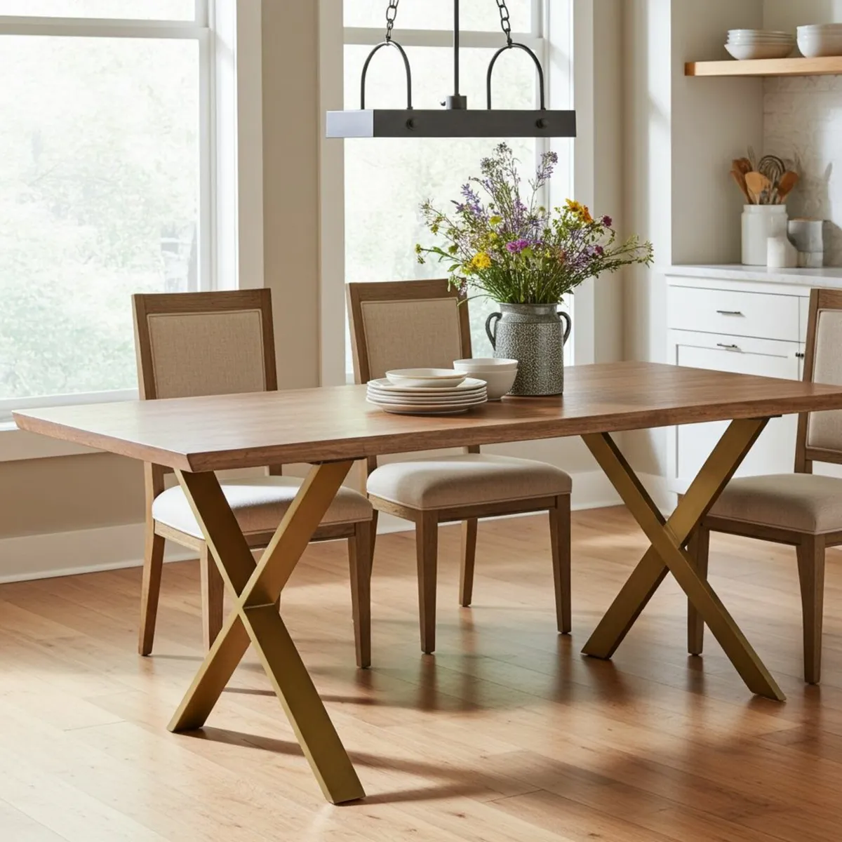 Gold X-Type Metal Table Legs 86x80 cm 200kg - Image 1