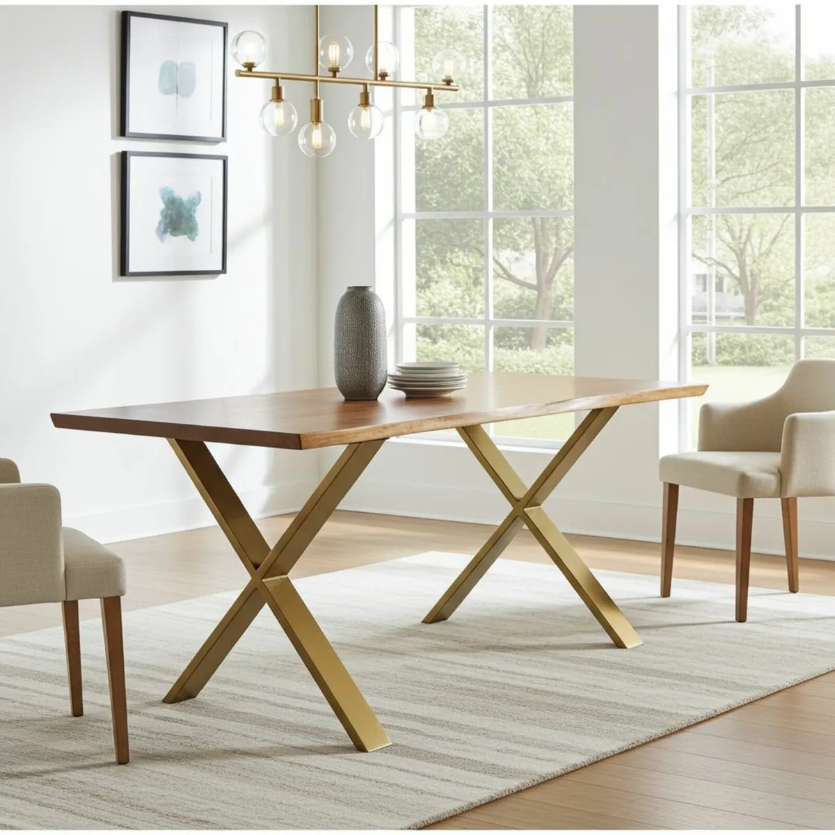 Gold X-Type Metal Table Legs 86x80 cm 200kg - Image 4