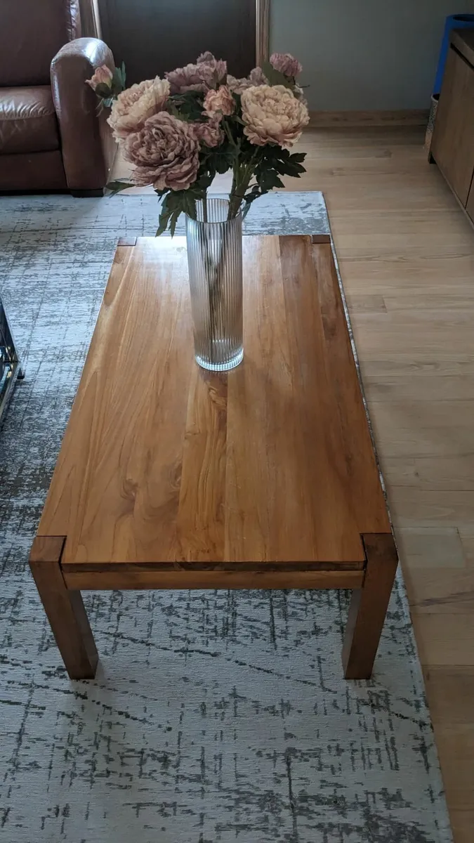 Large Contemporary Solid Teak Coffee Table - Image 1
