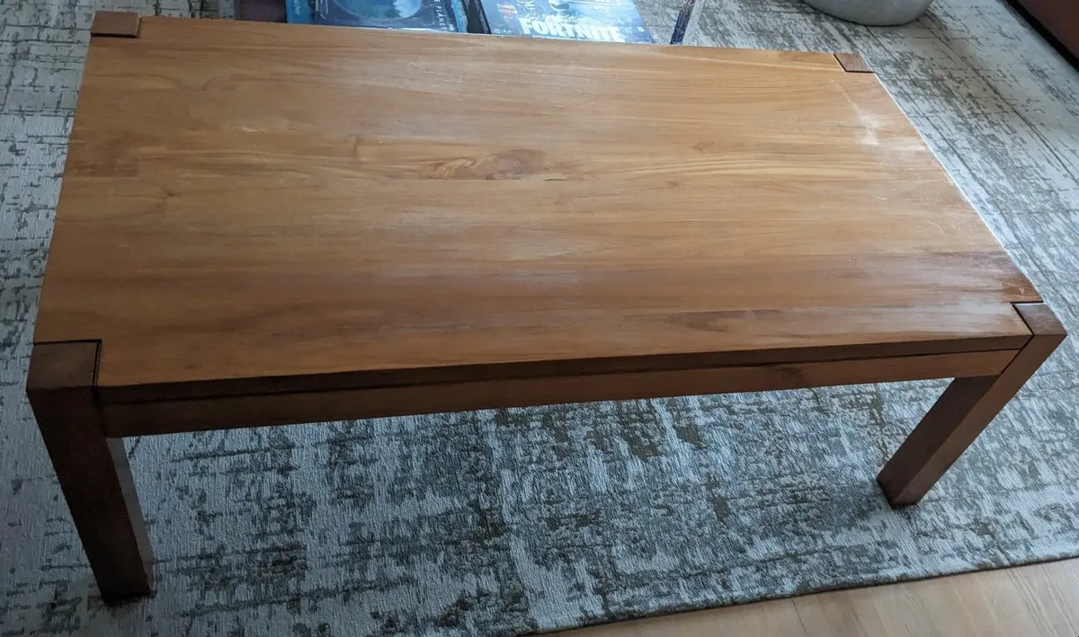Large Contemporary Solid Teak Coffee Table - Image 4