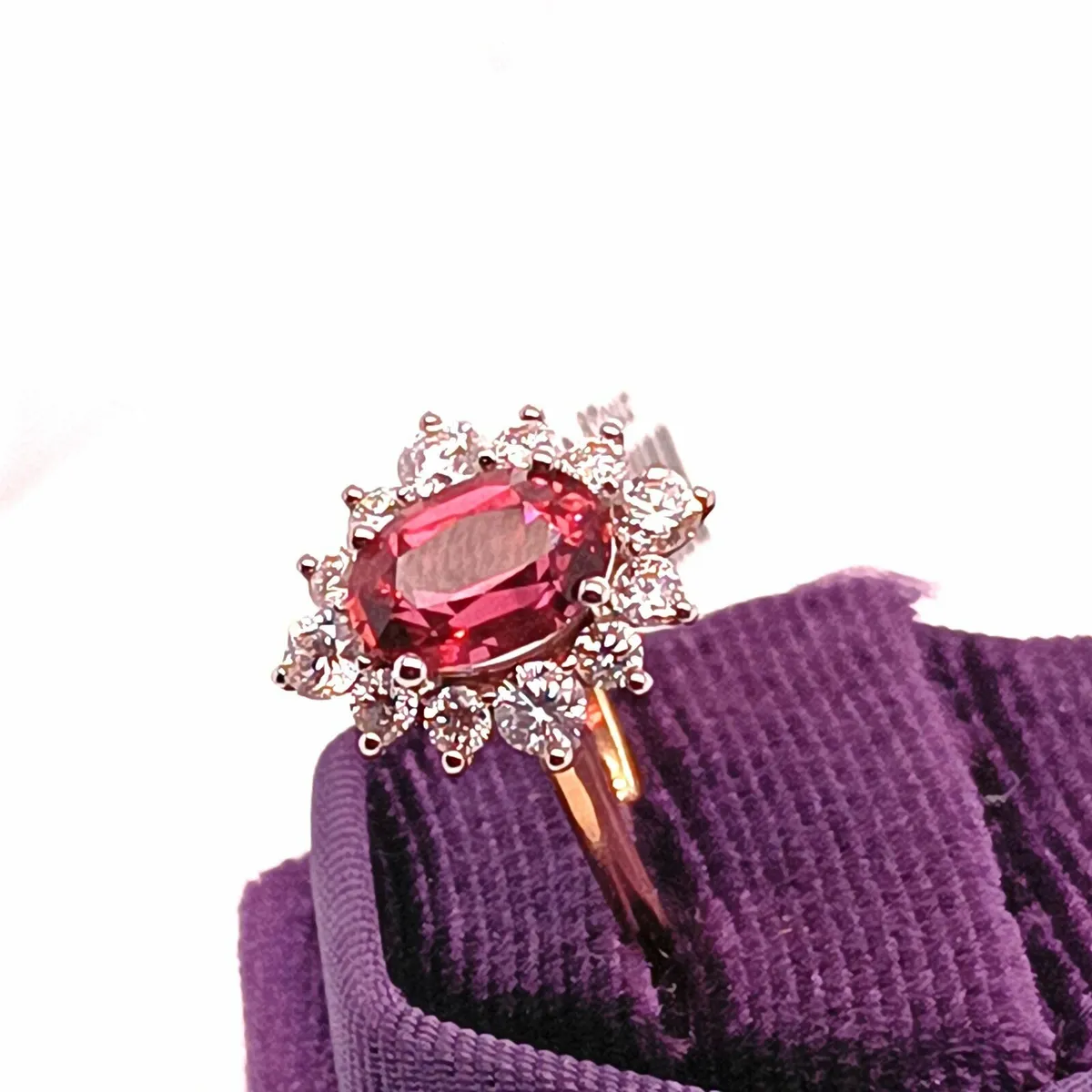 Pink Tourmaline & Diamond Ring ,18k Yellow Gold - Image 3